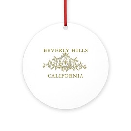 CafePress Beverly Hills CA Round 4" MDF Holiday Ornament