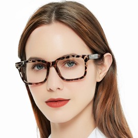 AEZUNI Large Square Reading Glasses Women Trendy Readers Retro Style 1.00 1.50 2.00 2.50 3.00 3.50 4.00 5.00 6.00 (Leopard, 4.0)