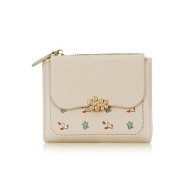 MultiValue Small Ladies Wallet, Cute Flower Slim Wallets for Women Bifold Card Holder Wallet Compact Mini Wallets Coin Purse with ID Window (White)