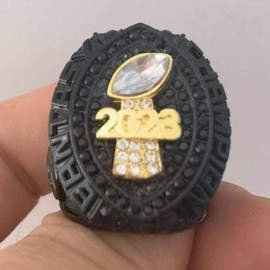 guancrown 2023 Fantasy Football Championship Ring Award Prize Sport MVP Winner FFL League Champion Ring (size 11, black color stones)