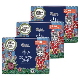 (Higuchi Yuuko Planned Product) Ellis Compact Guard (For Many Nights) with Wings 11.4 inches (29 cm), 15 Packs x 3 Packs (Bulk Purchase)