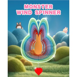 Whimsical Wind Spinner with Heart Charm – Popular Blind Box Figures Inspired Sculpture – Outdoor Hanging Garden & Yard Decor, Cute Room Decoration – Windmill, Birthday Party Supplies & Dream Catcher