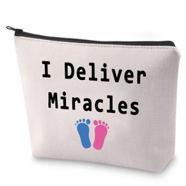 BLUPARK Doula Gift for OBGYN Doctor Midwife Cosmetic Bag I Deliver Miracles Makeup Organizer Pouch Appreciation Gift, I Deliver Miracles