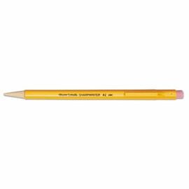 Newell Brands 12 x PaperMate Sharpwriter Mechanical Pencils with Eraser & Twistable Shock-Absorbing Tip for Low Lead Breakage, HB 0.7mm Lead, Yellow Barrel (Loose in Plain Packaging)