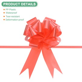 M METERXITY 10-Pack Large Pull Bow, 10 Inch 25cm Plastic Flower Ribbon Pull Bows Ribbon Bows for Gift Wrapping/Wedding/Baskets Decorations, Satin Pull Bows [Red Gift Bow]