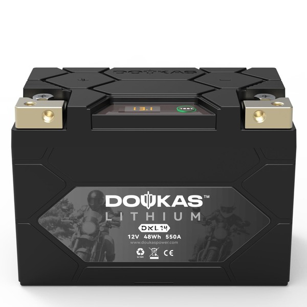 DOUKAS DKL14 550A LiFePO4 Motorcycle Lithium Battery, 12V 4Ah Powersports