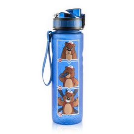 Monte Stivo® Friends Drinking Bottle for Children, 600 ml, Motivational Drinking Scale, BPA-Free, Leak-Proof, Suitable for Carbonated Drinks, Gift for School and Leisure, blue