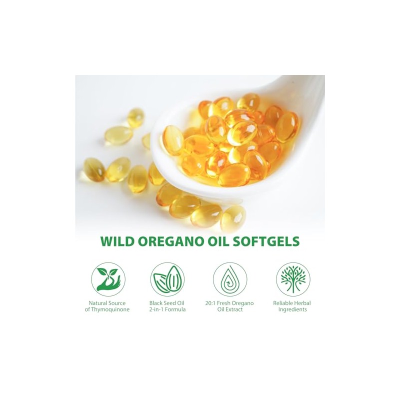 ISUNRISE Cápsulas Blandas De Aceite De Orégano, 2 En 1,
