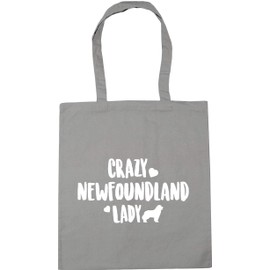 Hippowarehouse Crazy Newfoundland Lady Tote Shopping Gym Beach Bag 42cm x38cm, 10 litres