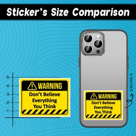 3" Pcs Don’t Believe Everything You Think Stickers | Psychology & Adult Humor Stickers | Waterproof Vinyl Decals for Cars, Truck, Bike, Laptop, Windows, Water Bottles | Funny Bumper Decals - 5" Inch