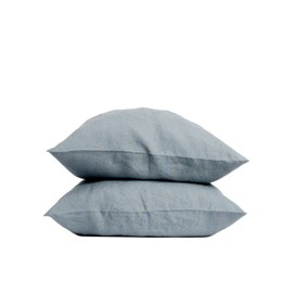 My Linen Home Cushion Cover, 40 x 40 cm, Linen, Set of 2, High-Quality Pillowcase in Grey Blue, 100% Stonewashed Linen Bed Linen, Made in EU, Hypoallergenic and Skin-Friendly