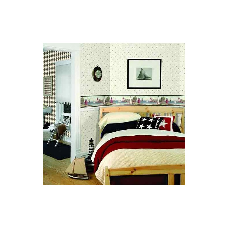 York Wallcoverings BG1663BD Lighthouse/Sailboat Border