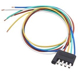 Ruibapa 22 Inch 5-Way 5 Prong Flat Trailer Wiring Harness Plug Extension Cable Connector 5 Pin Male Connector Trailer Light Wiring Harness for Trailers, RVs and Boats