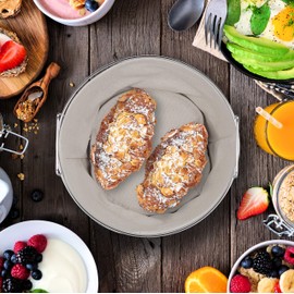 Relaxdays Bread Basket Metal with Removable Fabric Insert, Round, Breakfast Basket for Bread and Rolls, Diameter 23 cm, Grey