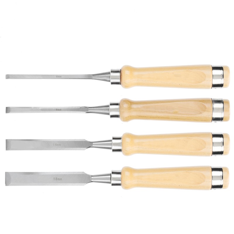 4pcs/set Wood Carving Chisel Flat Blade DIY Woodworking Hand Tool
