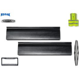 KOZAK Rear Panels Stripes Short Set (Right Passenger & Left Driver Side) Freightliner Cascadia 2018+ Includes Logo, 2X 22 Windshield Wipers, License Plate Frame, and Reflective Vest