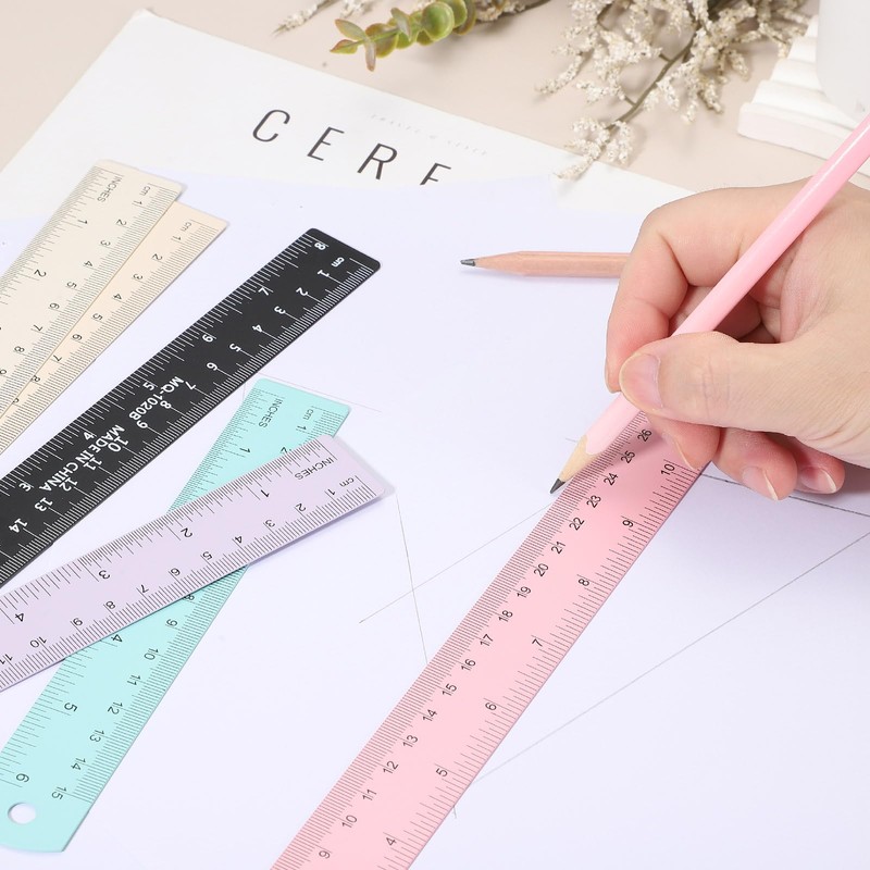 PATIKIL 30cm/12 inch Metal Ruler, Aluminum Alloy Metric Ruler with