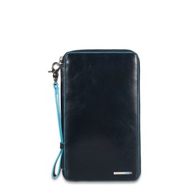 Piquadro Travel Document Holder with Credit Card Slots, Pen Loop and Removable Pochette, Dark Blue, One Size