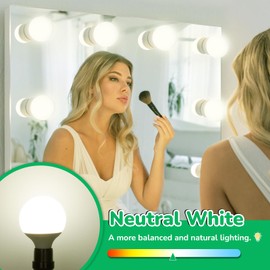 MAXvolador G25 LED Globe Light Bulb 60W Equivalent, Neutral White 4000K E26 Vanity Round Bulbs for Bathroom Makeup Mirror, Non-Dimmable 500LM, 8-Pack