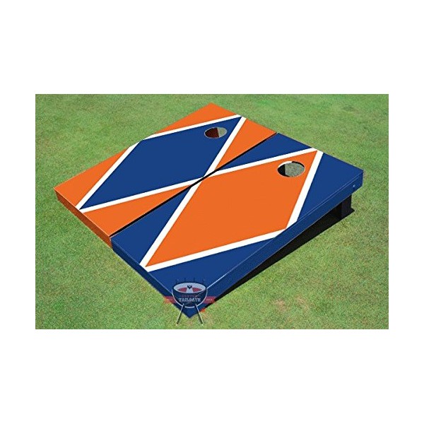 All American Tailgate Royal Blue and Orange Alternating Diamond Corn Hole Boards Cornhole Game Set