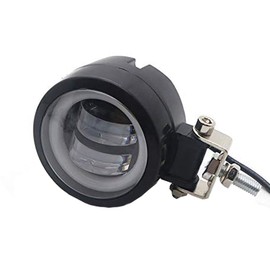 ONGMEIL Motorcycle LED Spot Fog Lamp with Angel Eye Light for Harley Honda Suzuki Kawasaki Custom (One White Light)