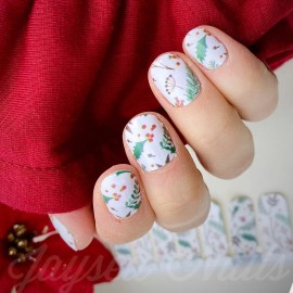Jaysea Nails Polish Wraps Color Christmas White Holly Street Nail Art Strip B4G1