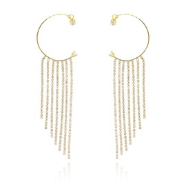 Gold Ear Cuff Earrings for Women Non Piercing Ear Climbers Earrings for Women Sparkling Tassel Earrings Rhinestone Chain Dangle Earrings for Womens