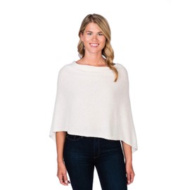 CLAUDIA NICHOLE by Alashan 100% Cashmere Luxe Dress Topper Poncho - Lightweight, Soft, Cozy & Versatile - One Size Fit with 60 Plus Colors- Great Gift Item- Snow/229