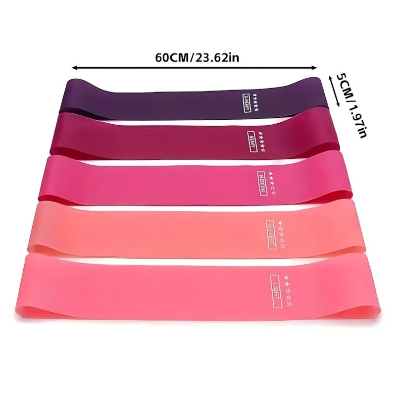 5 Pack Resistance Bands Set Natural Latex Exercise Loop Bands