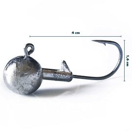 ELBFANG Jig Heads Set Size 3/0 | 12g | 14g | 18g | 21g I 20 Jig Hooks I Jig Head for Rubber Fish Zander I Artificial Bait Rubber Bait Fishing Accessories
