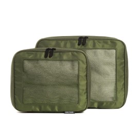 Aerotrunk Compression Packing Cubes for Travel - Luggage Organizer Bags - Double Zipper Packing Cubes for Suitcases (2-Pack, Olive)