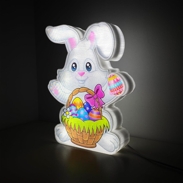 Allenjoy Spring Easter Bunny Rabbit Basket Eggs Night Light Up