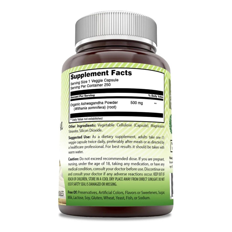 Amazing India Ashwagandha 500mg Cápsulas Veganas 250