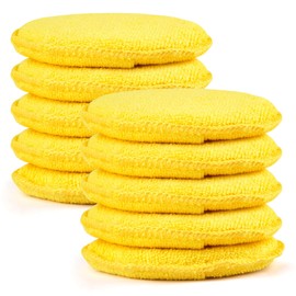 10 Pack Wax Applicator Pads, Microfiber Applicator Pad with Finger Pocket, Foam Car Wax Applicator Pad for Car Cleaning and Polishing (Yellow)