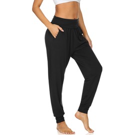 UEU Women's Plus Size High Waisted Yoga Joggers Pants 2XL Loose Fitting Workout Casual Lounge Sweat Pants Nice Material with Pockets(Black,XXL)