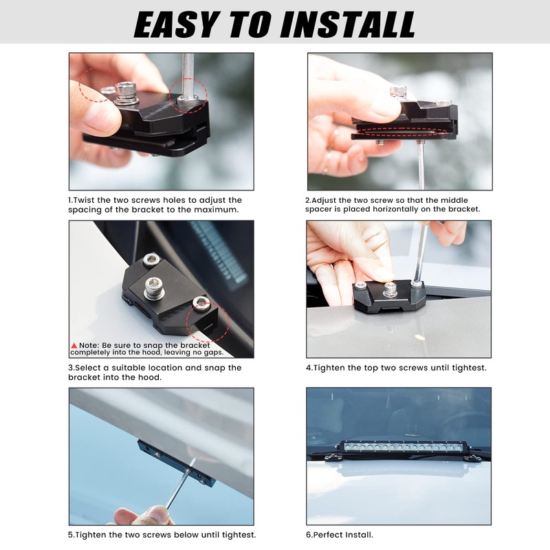 Universal Hood Mounting Bracket - Ditch Light Brackets 2PCS Kit