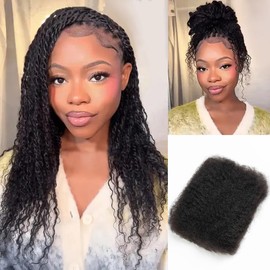 REBECCA FASHION Afro Kinky Bulk Human Hair 50g/Pack Braiding Hair for Dreadlock Extensions, Loc Repair, Afro Kinky Curly Human Hair Bulk for Twist 18 Inch Natural Black Color