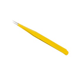 Eyelash Extension Tweezers ESD-15 Stainless Steel Tweezers, Used for Eyelash Extension, Manual Calibration Straight Tweezers (Light Yellow) 1pcs