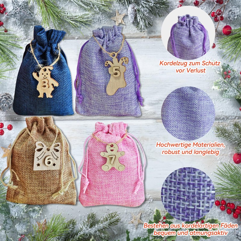 Advent Calendar for Filling Yeelan 24 Advent Calendar Bags, Advent