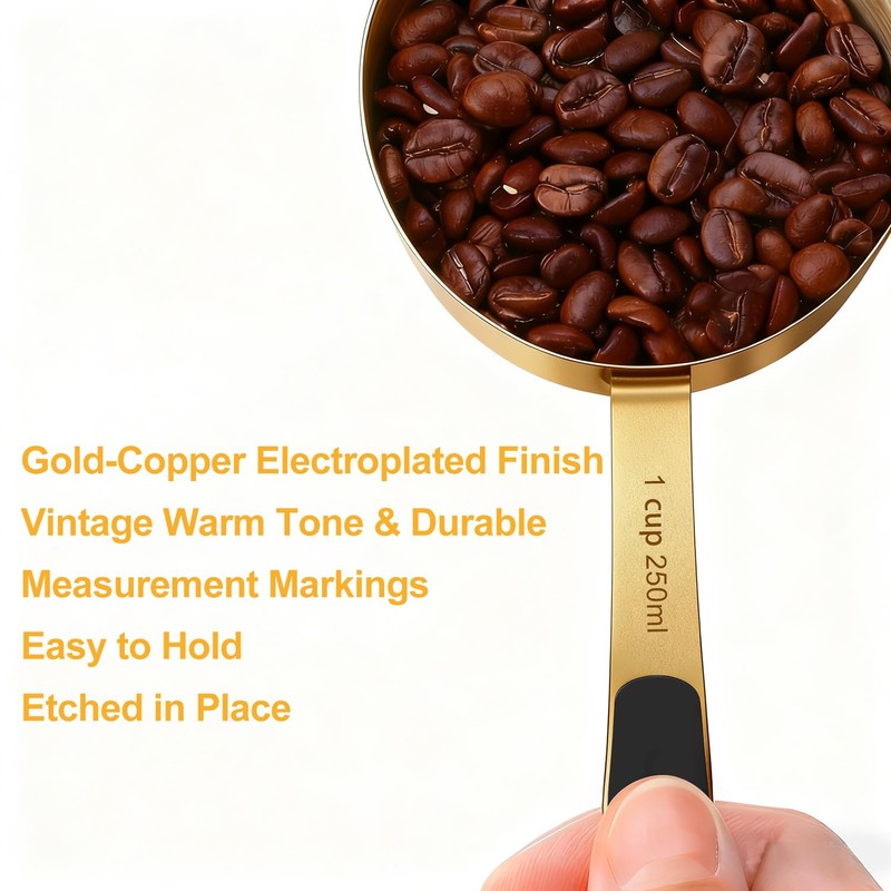 10-Pcs Stainless Steel Measuring Cups & Spoons Set, Gold