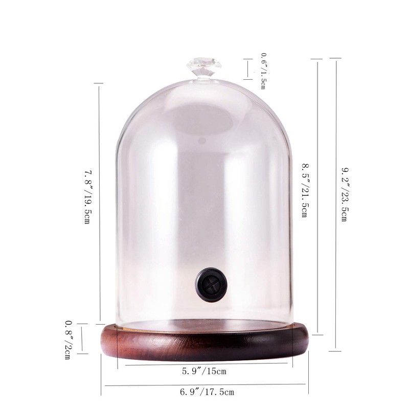 TMKEFFC Smoking Cloche For Food Drinks With Wood Base, Cocktails
