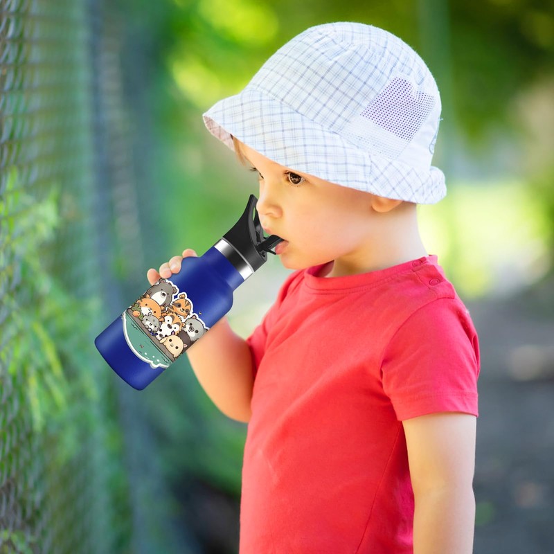 Vikaster Thermos Flask with Straw, Thermos Flask for Children, 350