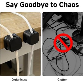 12 Pzs Organizadores de Cable Magnético, Clips de Soporte de Cable Ajustables, 12 Blancos y 12 Negros Gestión de Cables Sin Enredos, Gestión de Cables Sin Enredos para Hogar y Oficina