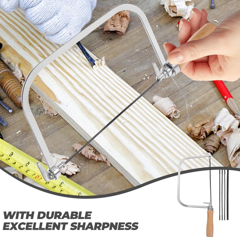 DOITOOL 5-Inch Deep Coping Saw Frame and 5 Replacement Blades