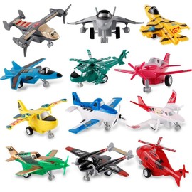 Imports Pull Back Airplanes Toys Vehicle Playset, Variety Pack of Helicopters, Stealth Bombers, Fighter Jets, Aircraft, Planes for Kids Toddlers Party Favors (12 Pack) - Edition: 24 Pack, Color: default