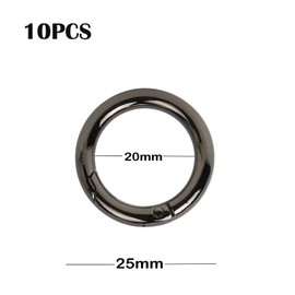 saizone Pack of 10 25 mm Round Carabiner, Carabiner Ring, Zinc Alloy Snap Ring for Keys Organisation and DIY Crafts, Black