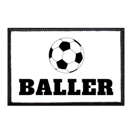 Baller - Soccer Morale Patch | Hook and Loop Attach for Hats, Jeans, Vest, Coat | 2x3 in | by Pull Patch