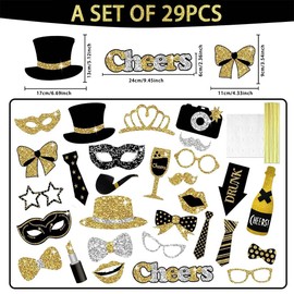 30th Birthday Photo Props, Photo Booth Props Decoration Accessories, Birthday Party Funny Photo Props, Party Props Selfie Props, Birthday Party Photo Booth Props (Black/5)