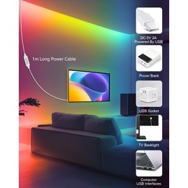 ALITOVE USB Neon LED Strip Light Waterproof 5M Outdoor LED Rope Light RGB+IC with Bluetooth APP Remote Control Music Sync Flexible LED Light Strip for Bedroom Home Outdoor Christmas Holiday Drcor