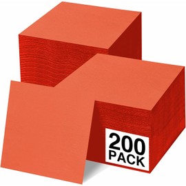 Cocktail Napkins Disposable, Orange Beverage Napkins Soft and Absorbent Paper Napkins for Dinner, Party, Wedding, Or Every Day Use, 5” x 5” 2 Ply Party Napkins, Pack of 200 - By Amcrate